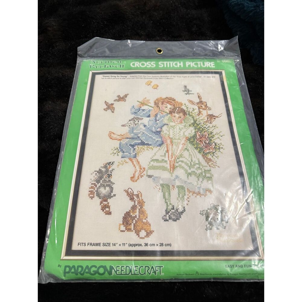 Norman Rockwell Vintage Stamped Cross Stitch Kit. Paragon New